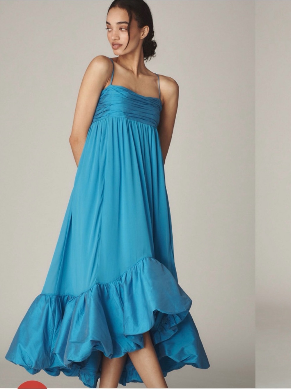 Maeve Blue Thin Strap Ruffle-Hem Dress